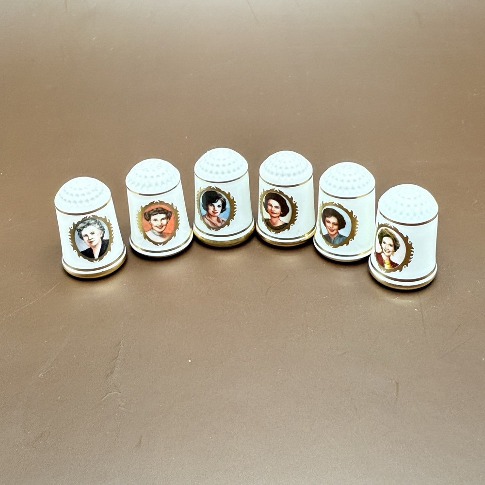 (6) Franklin Porcelain Presidential First Ladies Thimbles - After 1945